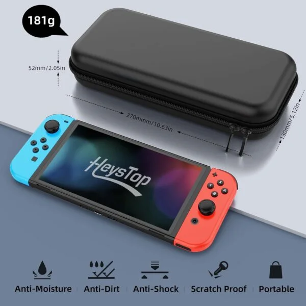 Étui compatible avec Nintendo Switch, kit d'accessoires 9 en 1 avec étui de transport, coque de protection pour station d'accueil, protecteur d'écran HD et 6 capuchons pour les pouces – Image 2