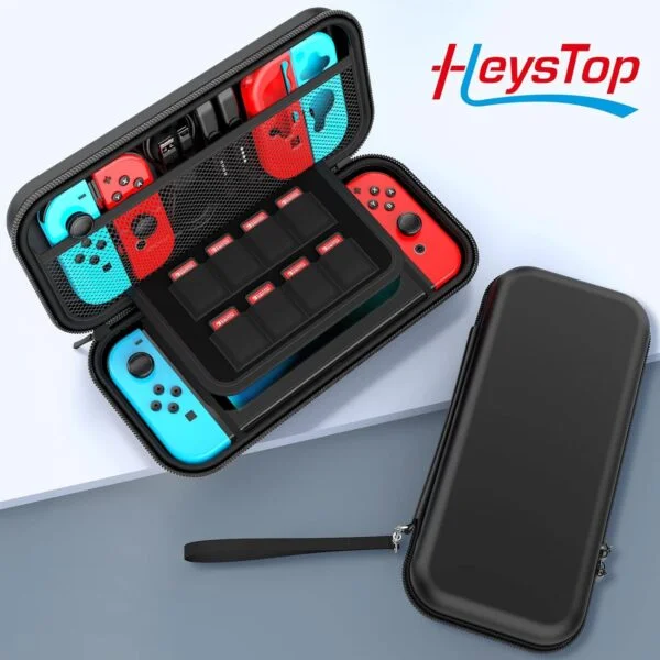 Étui compatible avec Nintendo Switch, kit d'accessoires 9 en 1 avec étui de transport, coque de protection pour station d'accueil, protecteur d'écran HD et 6 capuchons pour les pouces – Image 7