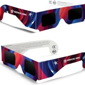 Medical king Lot de 2 paires de lunettes à éclipse solaire 2024 certifiées CE et ISO pour une vision directe du soleil approuvées 2024, rouge, Taille unique